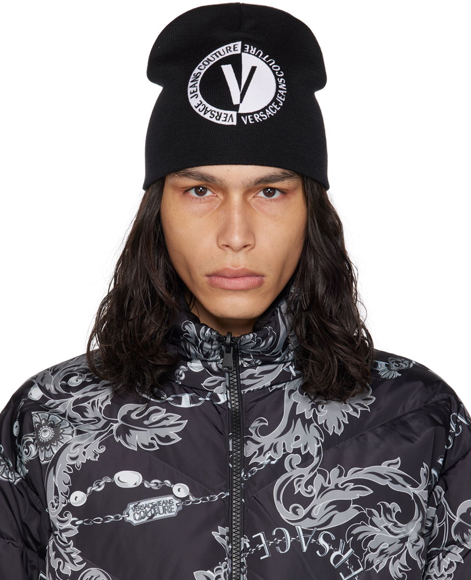 Kulicha Versace Jeans Couture Embroidered Beanie Čierna | E75YAZK45_EZG122, 0