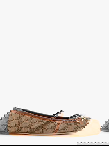 Tenisky a topánky Gucci Brown Canvas Ballerinas with Metal Ornament Hnedá | 814321FAD6C9745, 0