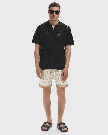 Polo tričko Les Deux Elvin Knitted Short Sleeve Polo Shirt Čierna | 1000040-100, 1