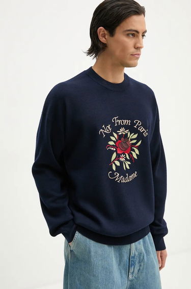 Sveter Drôle de Monsieur Embroidered Floral Graphic Sweatshirt Navy | E.PO162.WO007.NY, 3