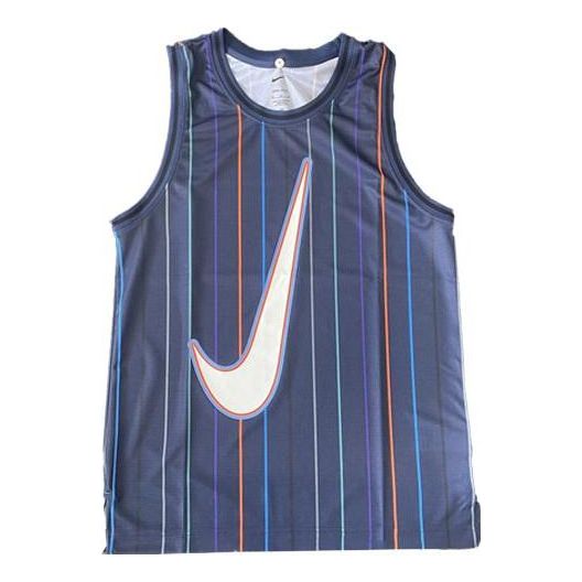 Tielko Nike Men's Striped Basketball Tank Top Modrá | DX0436-410