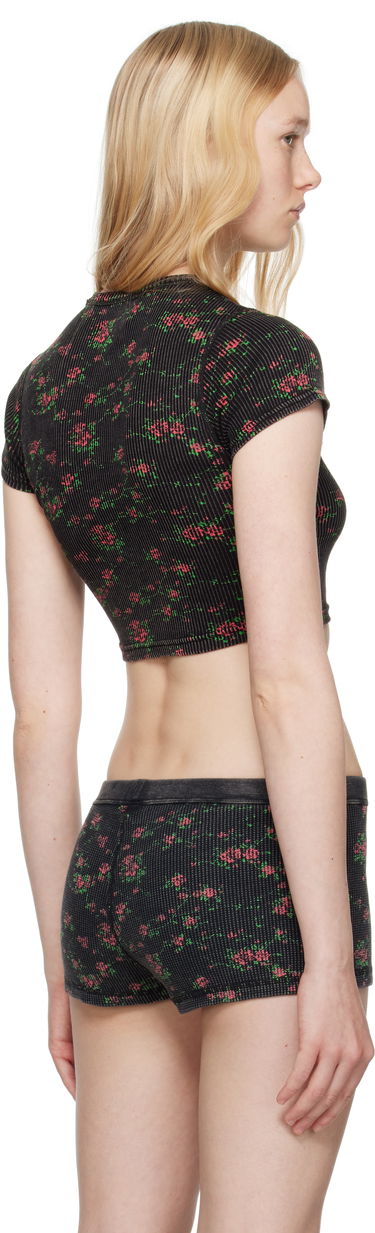 Nohavičky Alexander Wang Alexander Wang Floral-Print Ribbed Baby T-shirt Čierna | 8C2238046P, 2