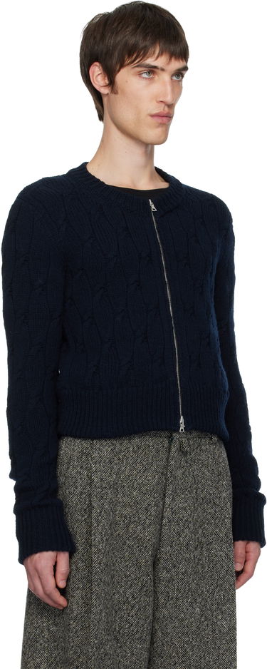 Sveter Dries Van Noten Dries Van Noten Cable-Knit Full-Zip Cardigan Navy | 252-021212-2707, 4
