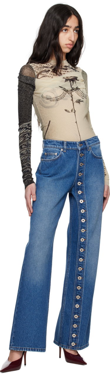 Tričká a tielka Jean Paul Gaultier Jean Paul Gaultier 'The Tattoo Rose and Bird' Printed Mesh Bodysuit Béžová | 25/34-F-BD066-T583-030030, 4