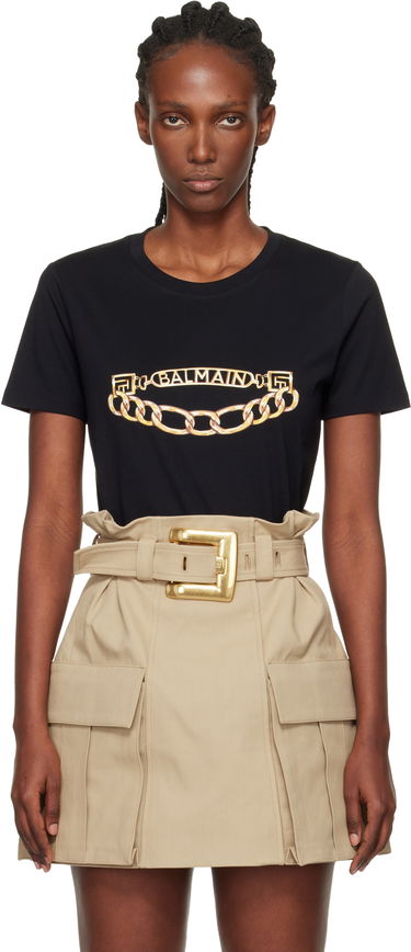 Tričko Balmain Short-Sleeved Chain Print T-shirt Čierna | FF1EF004GE97, 0