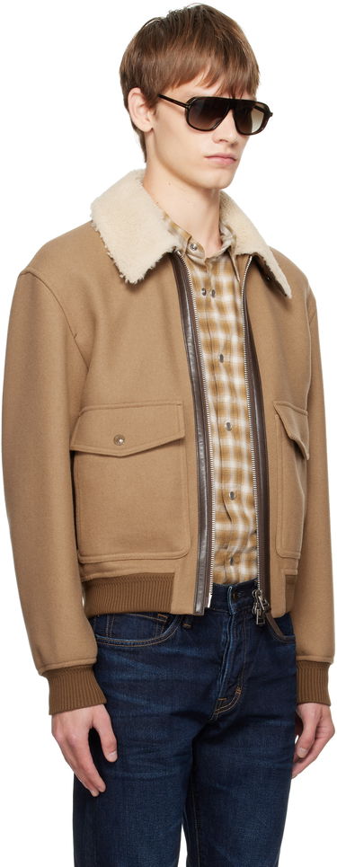 Bomber bunda Tom Ford TOM FORD Double Splittable Shearling Collar Bomber Jacket Hnedá | OBH002-FMW058, 1