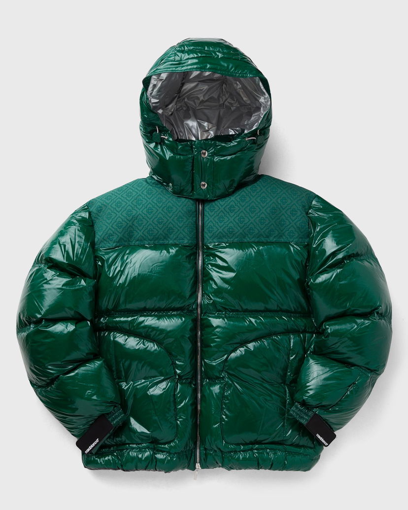 Prešívaná bunda Casablanca Shiny Hooded Puffer Jacket Zelené | MPF25-OT-197-01