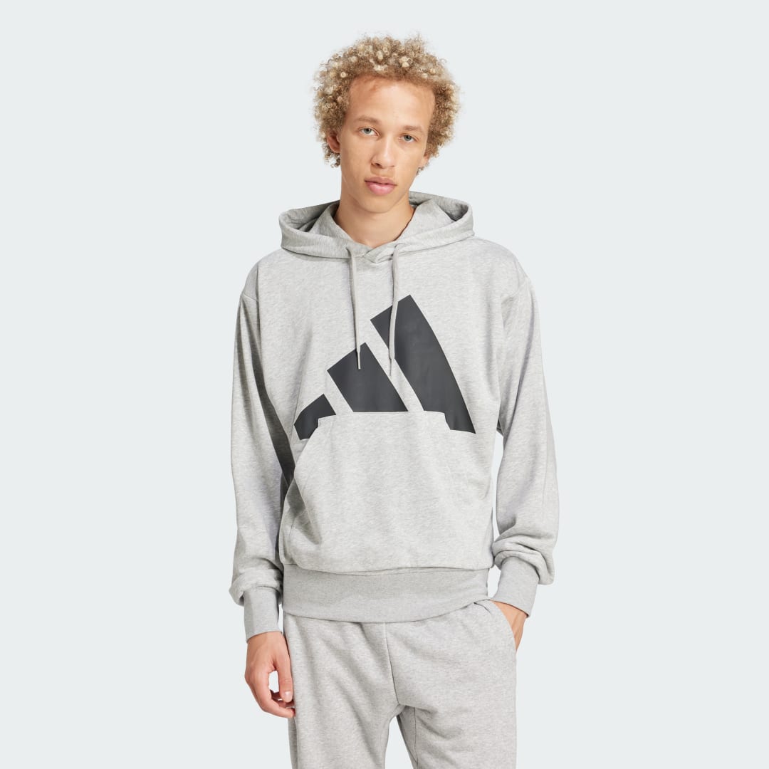 Mikina adidas Performance Essentials Big Logo French Terry Hoodie Šedá | JE8889, 0