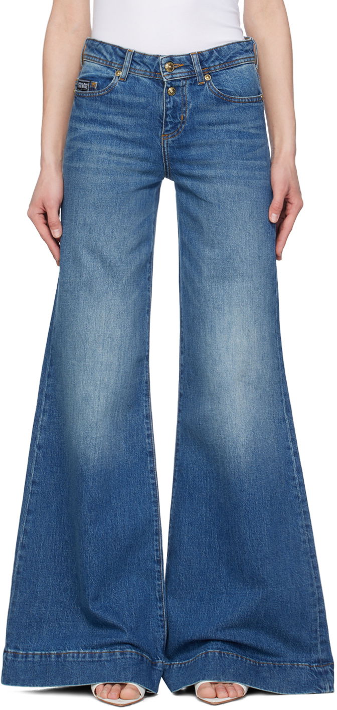 Džínsy Versace Couture Indigo Flared Jeans Modrá | E76HAB561_ECDW97