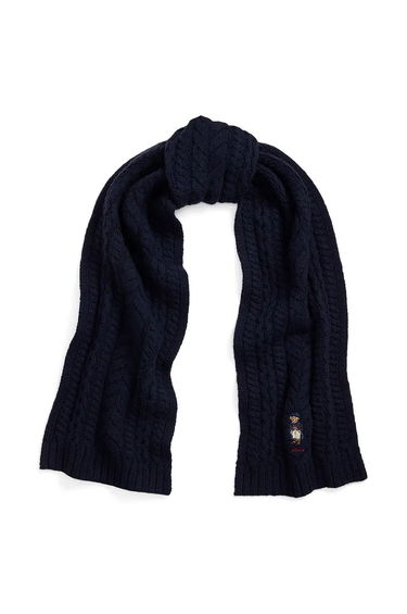 Šál Polo by Ralph Lauren Cable-Knit Wool Scarf Navy | 455961992, 0