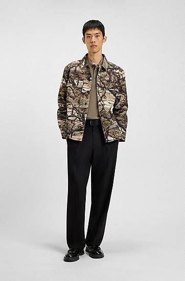 Košeľa BOSS Oversized-fit Camouflage Print Cotton Canvas Shirt Rôznofarebný | 50549747, 1