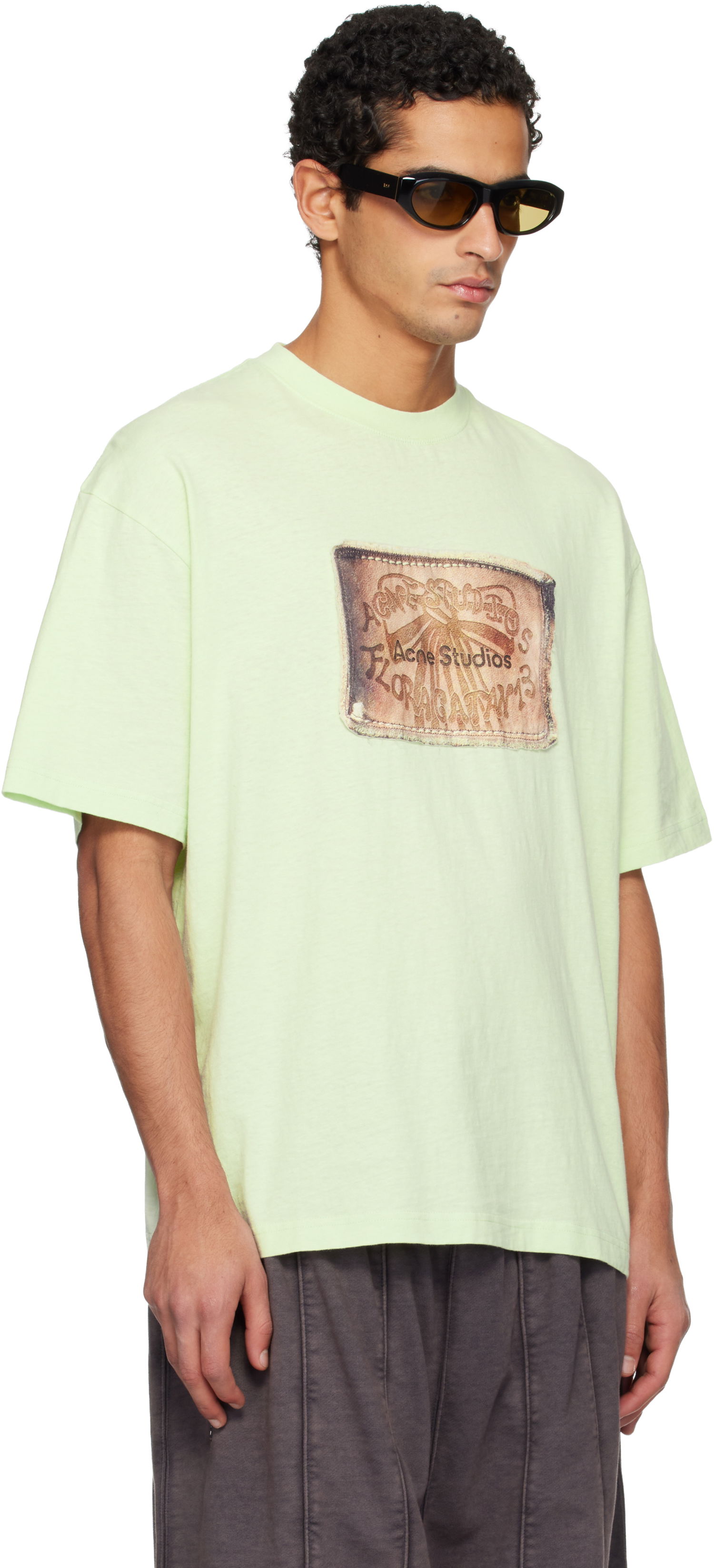 Tričko Acne Studios Relaxed Fit Distressed Patch T-Shirt Zelené | CL0391-, 1