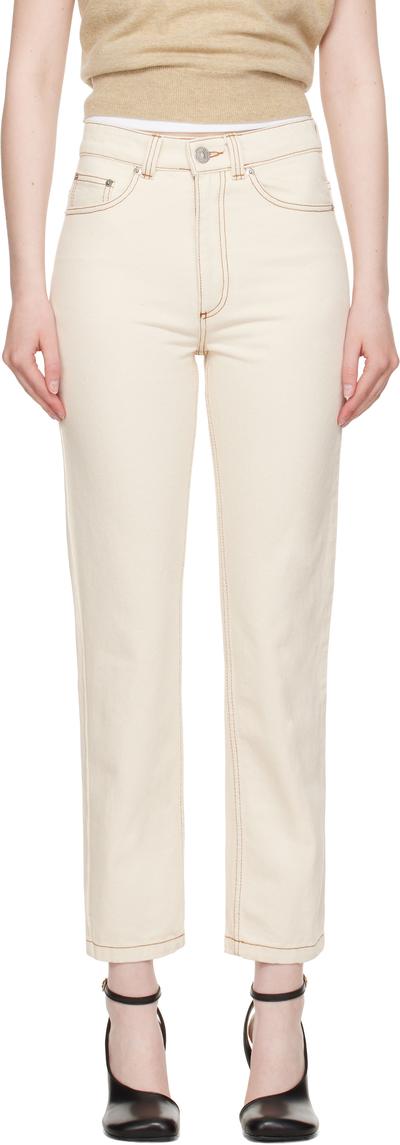 Džínsy AMI AMI Paris Classic Fit Jeans Béžová | FTR031.DE0039, 0