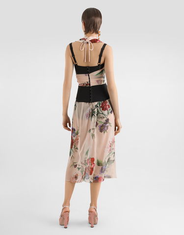 Tielko Dolce & Gabbana Dolce & Gabbana Marquisette and Chiffon Floral Print Corset Top Ružová | F7AX7TIS1Y7H25PR, 2