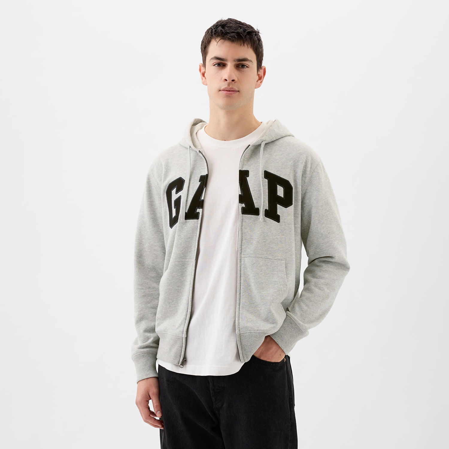 Mikina GAP French Terry Fullzip Logo Hoodie B08 Šedá | 868454-02, 0