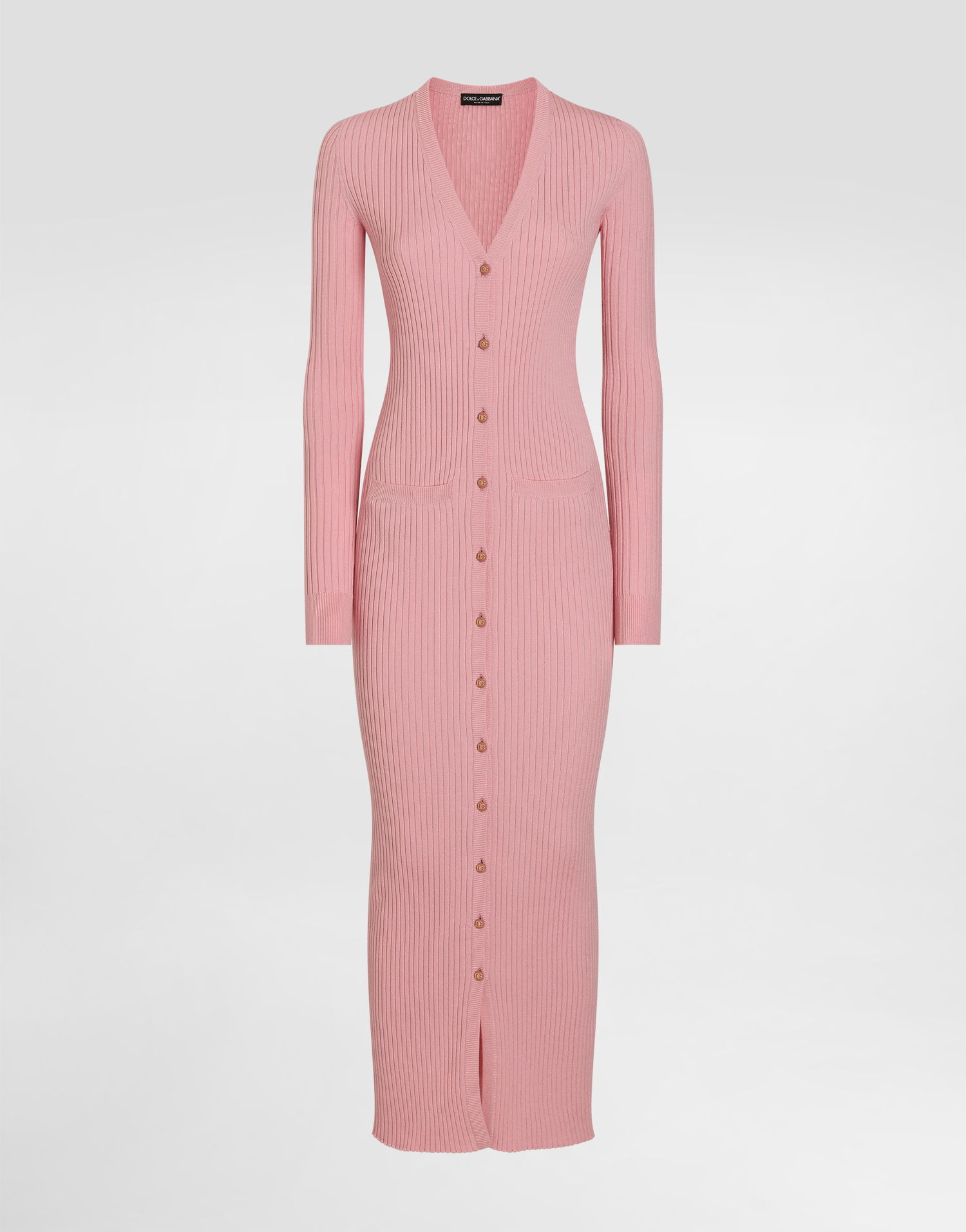 Sveter Dolce & Gabbana Dolce & Gabbana Women's Long Ribbed Wool Cardigan Ružová | FXV37TJCVXGF2528, 0