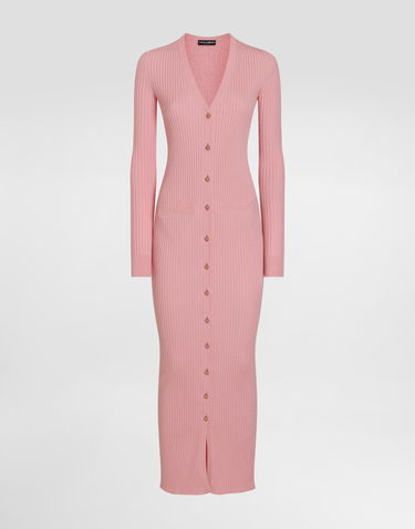 Sveter Dolce & Gabbana Dolce & Gabbana Women's Long Ribbed Wool Cardigan Ružová | FXV37TJCVXGF2528, 0