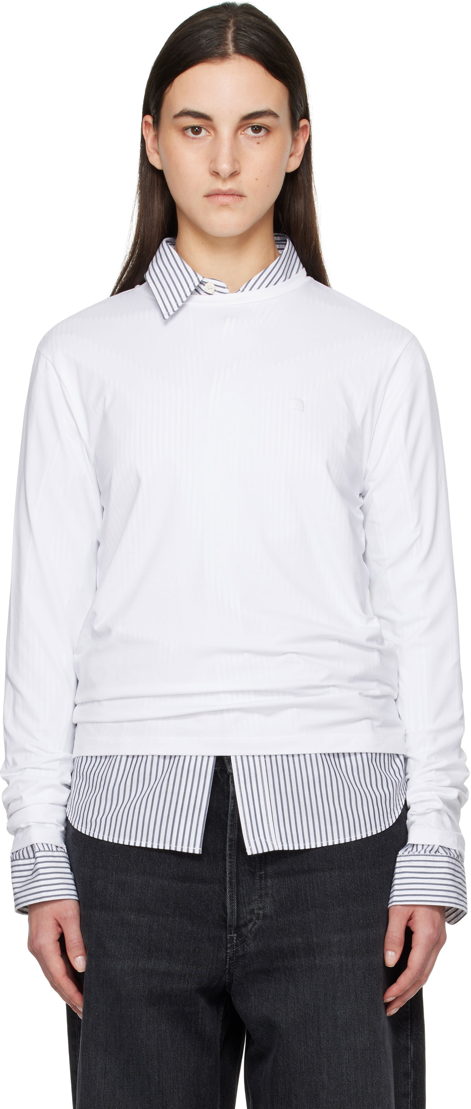 Sveter Acne Studios Acne Studios Long Sleeve T-Shirt Biela | CL0311-, 0