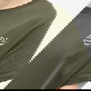 Tričko A.P.C. Logo T-Shirt Military Khaki/Ecru, Size Large Zelené | COHBU-M26388-TJK, 5