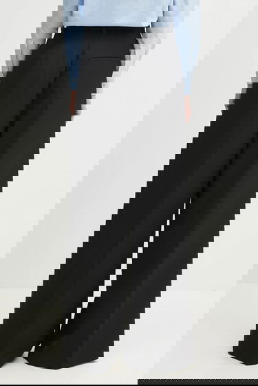 Nohavice Anine Bing Lou Wide-Leg High Waist Pleated Trouser Čierna | A.03.10389, 2