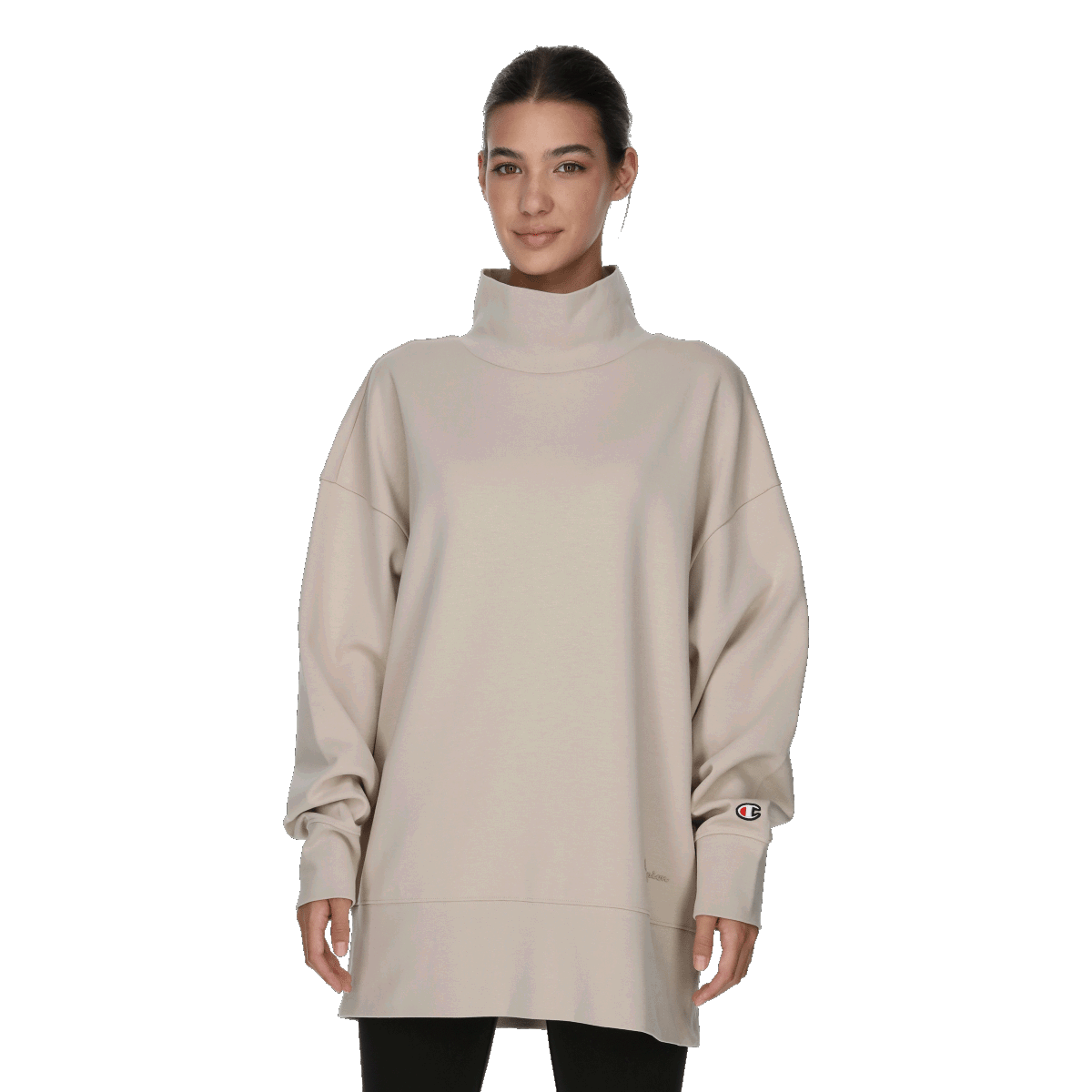 Mikina Champion Face Mock Neck Tunic Sweatshirt Béžová | 117775-MS030, 0