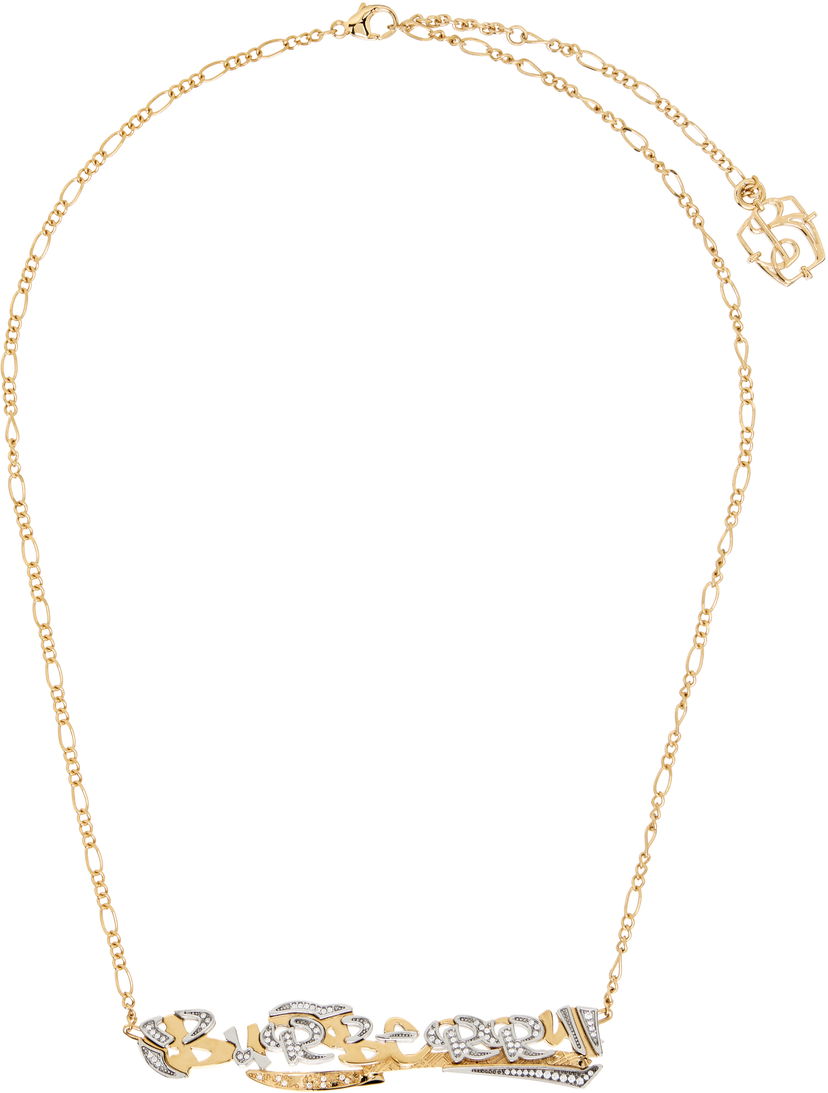 Náhrdelník Burberry Crystal-Embellished Lettering Figaro Chain Necklace Rôznofarebný | 8120242