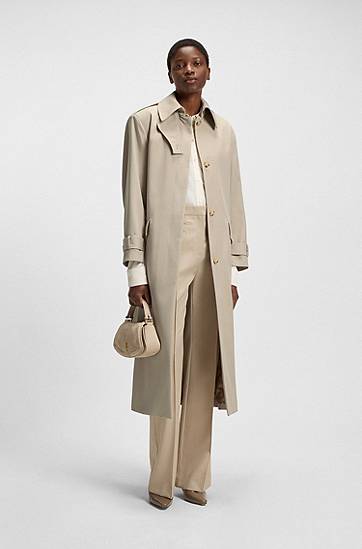 Trenčkot BOSS Virgin Wool Belted Trench Coat Béžová | 50543198, 1