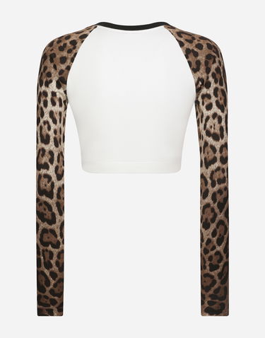 Crop Top Dolce & Gabbana Long-sleeved T-shirt With Logo Biela | F8U47ZGDBZVW0111, 1