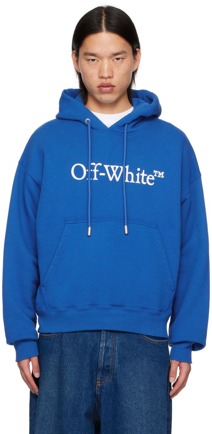 Mikina Off-White Blue Big Bookish Skate Hoodie Modrá | OMBB085F24FLE0034501