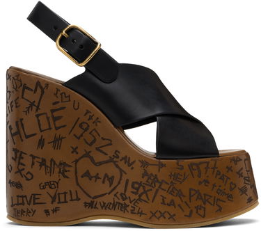Tenisky a topánky CHLOÉ Maxime Graffiti Print Wedge Sandals Čierna | CHC24A02YLU, 0