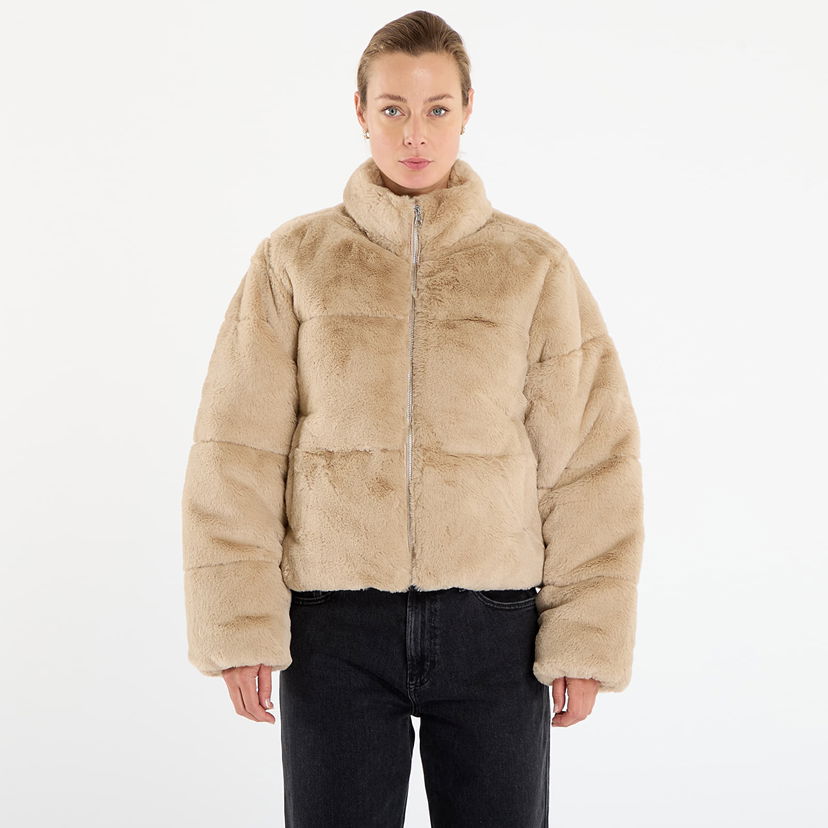 Prešívaná bunda Urban Classics Short Faux Fur Puffer Jacket Béžová | TB7935-04732