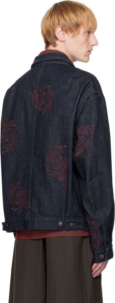 Bunda Dries Van Noten Dries Van Noten Embroidered Pattern Denim Jacket Modrá | 251-080505-1554, 2