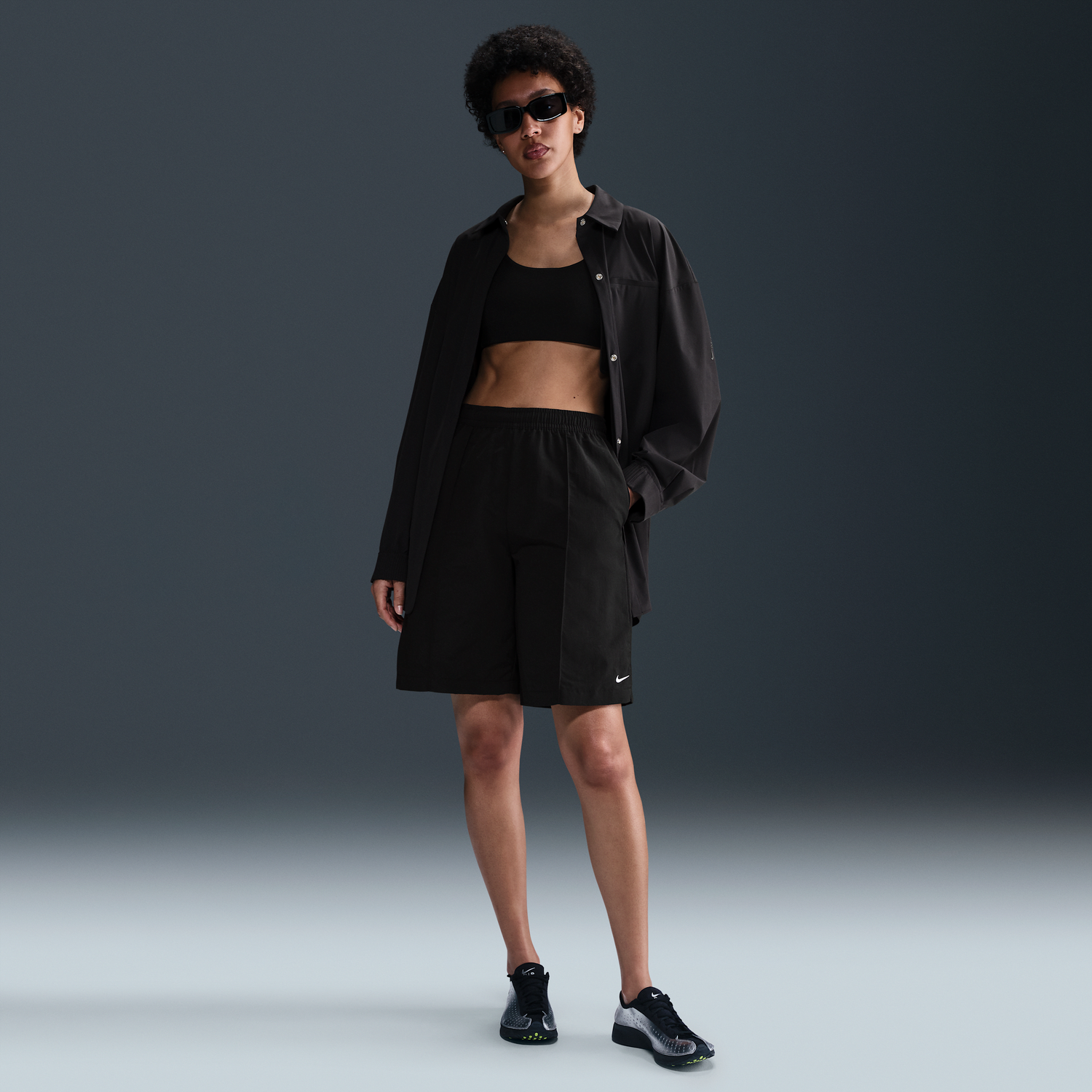 Šortky Nike Sportswear Everything Wovens High-Waisted 9" Shorts Čierna | HJ1397-010, 0