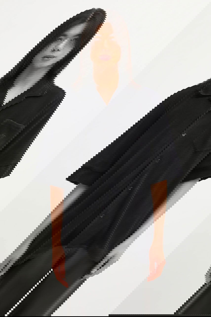 Košeľa VETEMENTS Towel Relaxed Fit Short Sleeve Collared Shirt Čierna | UH76SH500B, 0