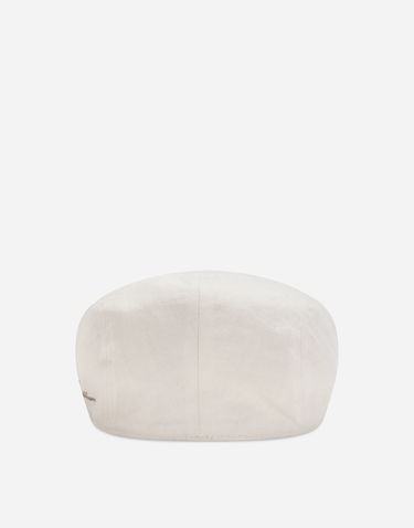 Baretka Dolce & Gabbana Linen Twill Flat Cap With Logo Embroidery Biela | GH587ZFU4L0W0001, 1