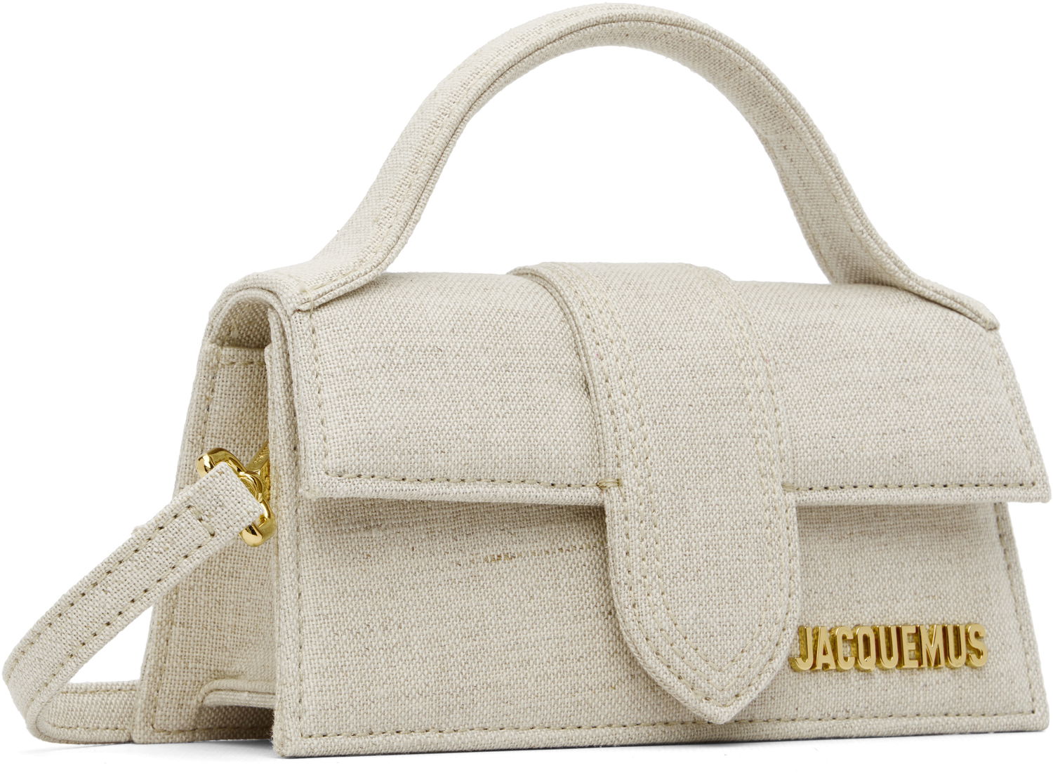 Kabelka Jacquemus Les Classiques 'The Bambino' Small Linen-Blend Top-Handle Flap Bag Béžová | 22HBAW00006AW00094, 1