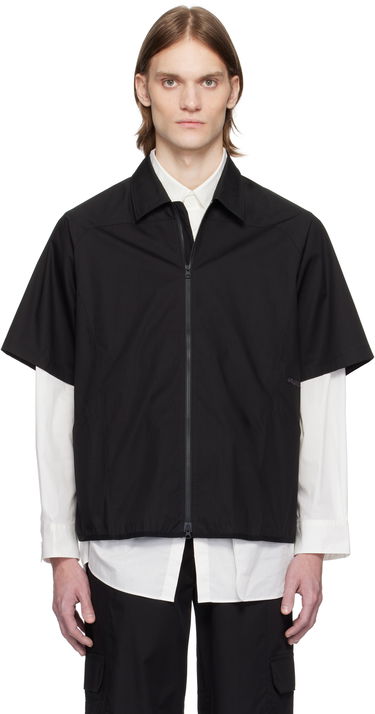 Košeľa GR10K GR10K Poplin Zip-Up Short Sleeve Shirt Čierna | BG127084DI, 0