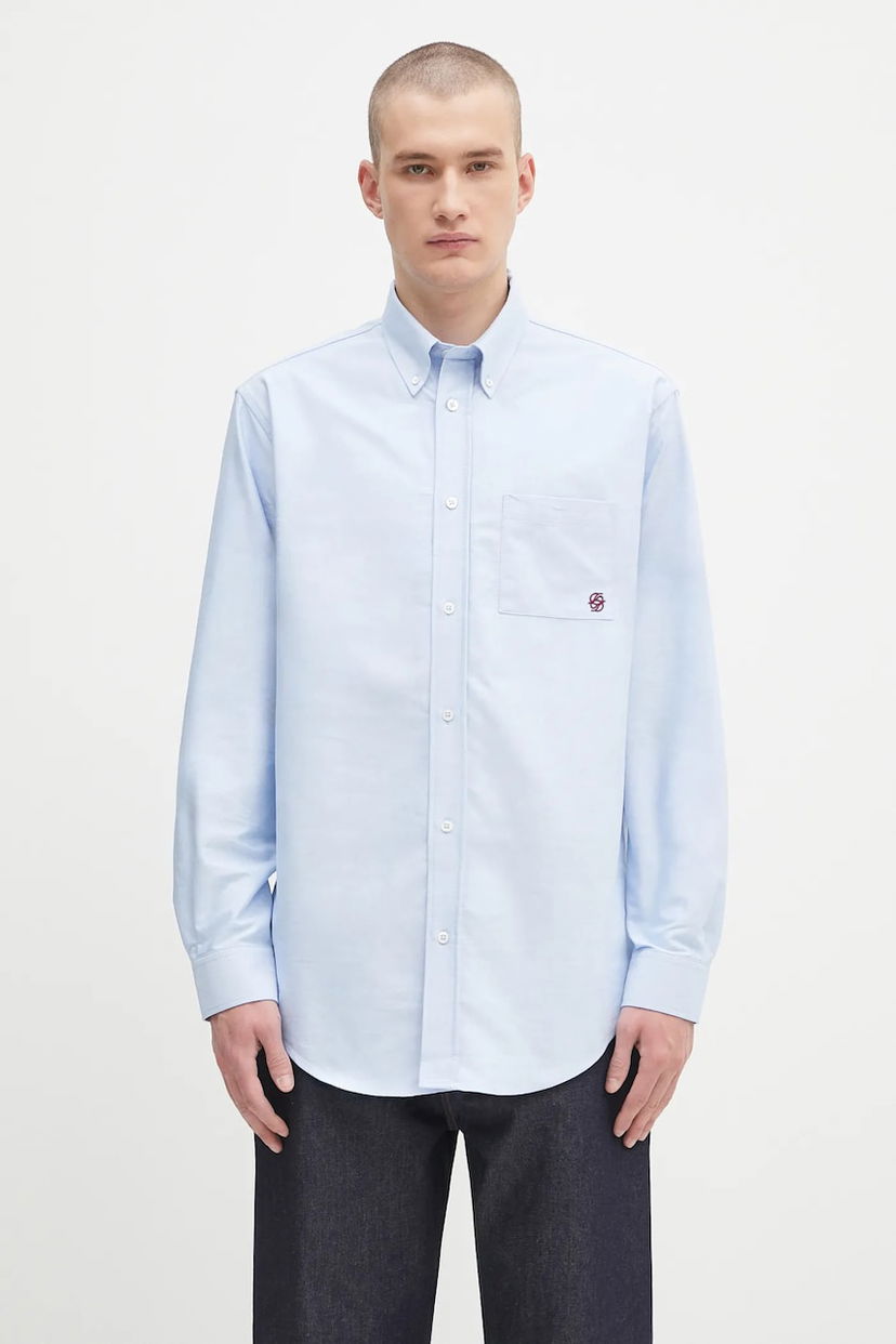 Košeľa Drôle de Monsieur Drôle de Monsieur La Chemise Oxford Relaxed Fit Button-Down Shirt Modrá | H.SH240.CO225
