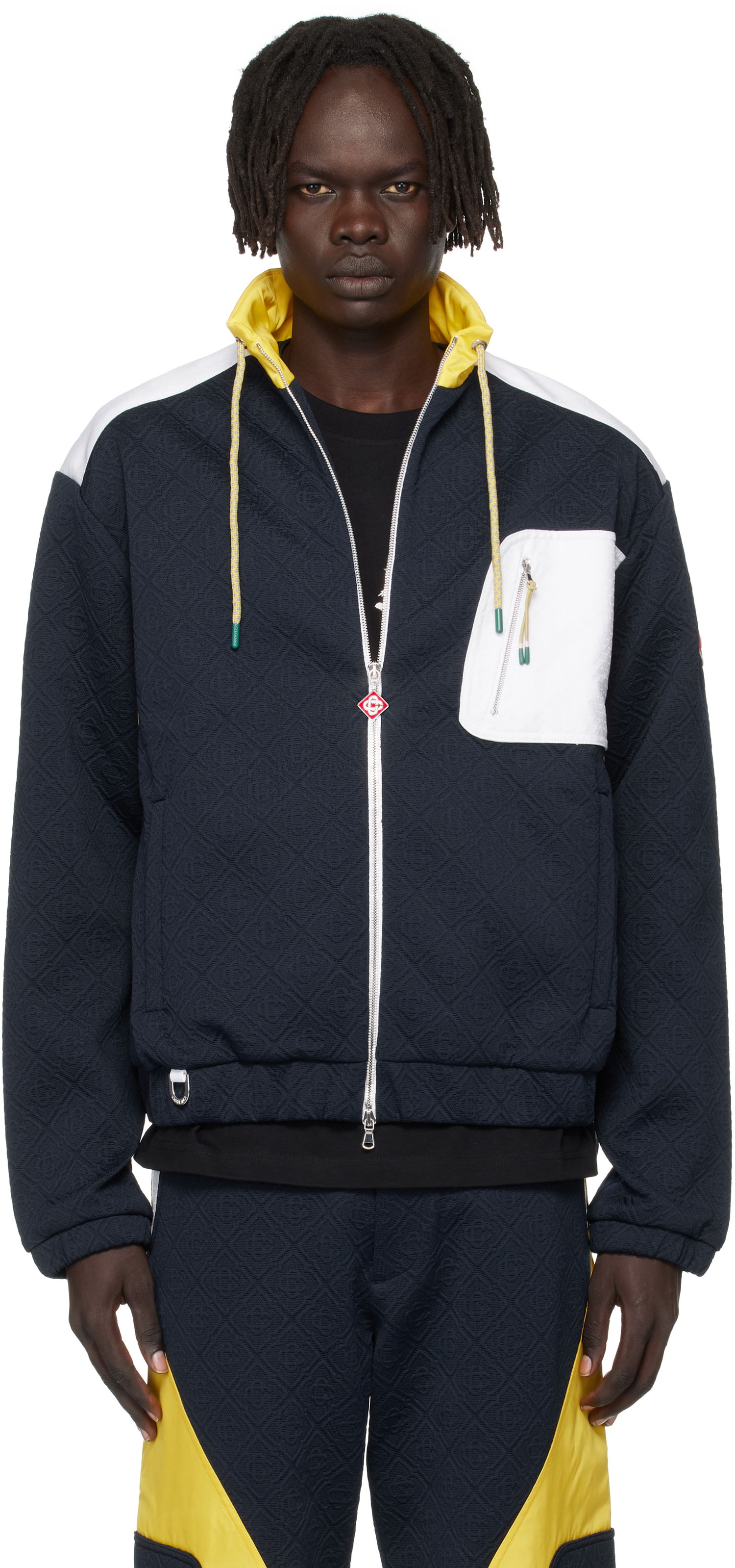 Bunda Casablanca Casablanca Jacquard Nylon Jacket Navy | MPF25-JK-389-02, 0