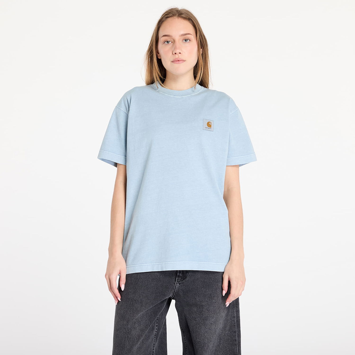Tričko Carhartt WIP T-shirt S/S Vista T-Shirt UNISEX Dusty Ice Garment Dyed M Modrá | I030780.2BSGD, 0