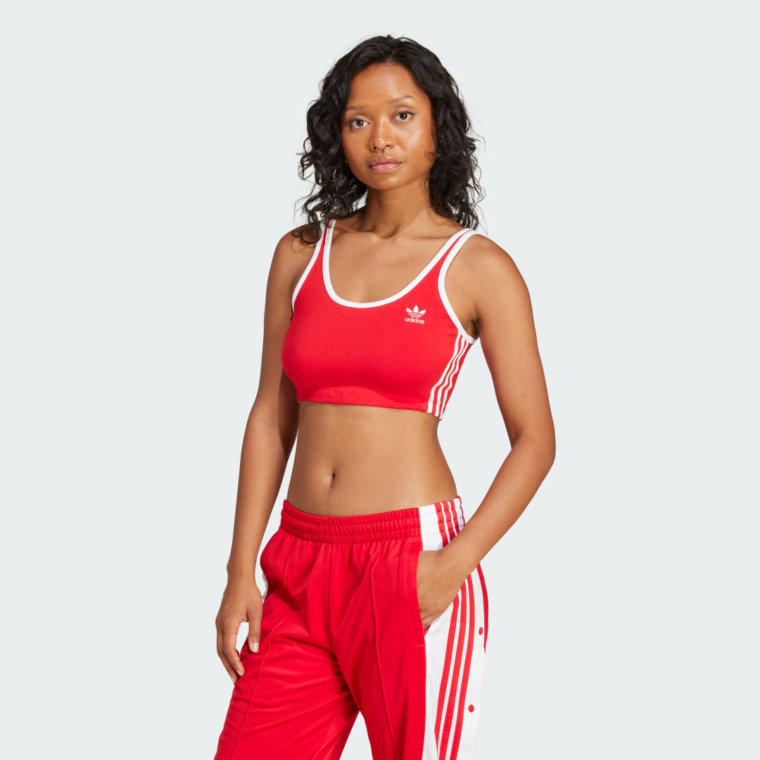 Podprsenka adidas Performance Adicolor 3-Stripes Bra Top Červená | JD4615, 0