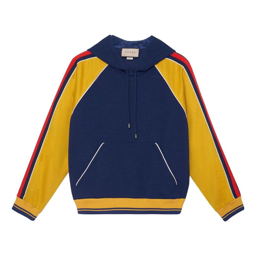 Mikina Gucci Jacquard Hooded Sweatshirt Modrá | 676100-XJDVW-4462