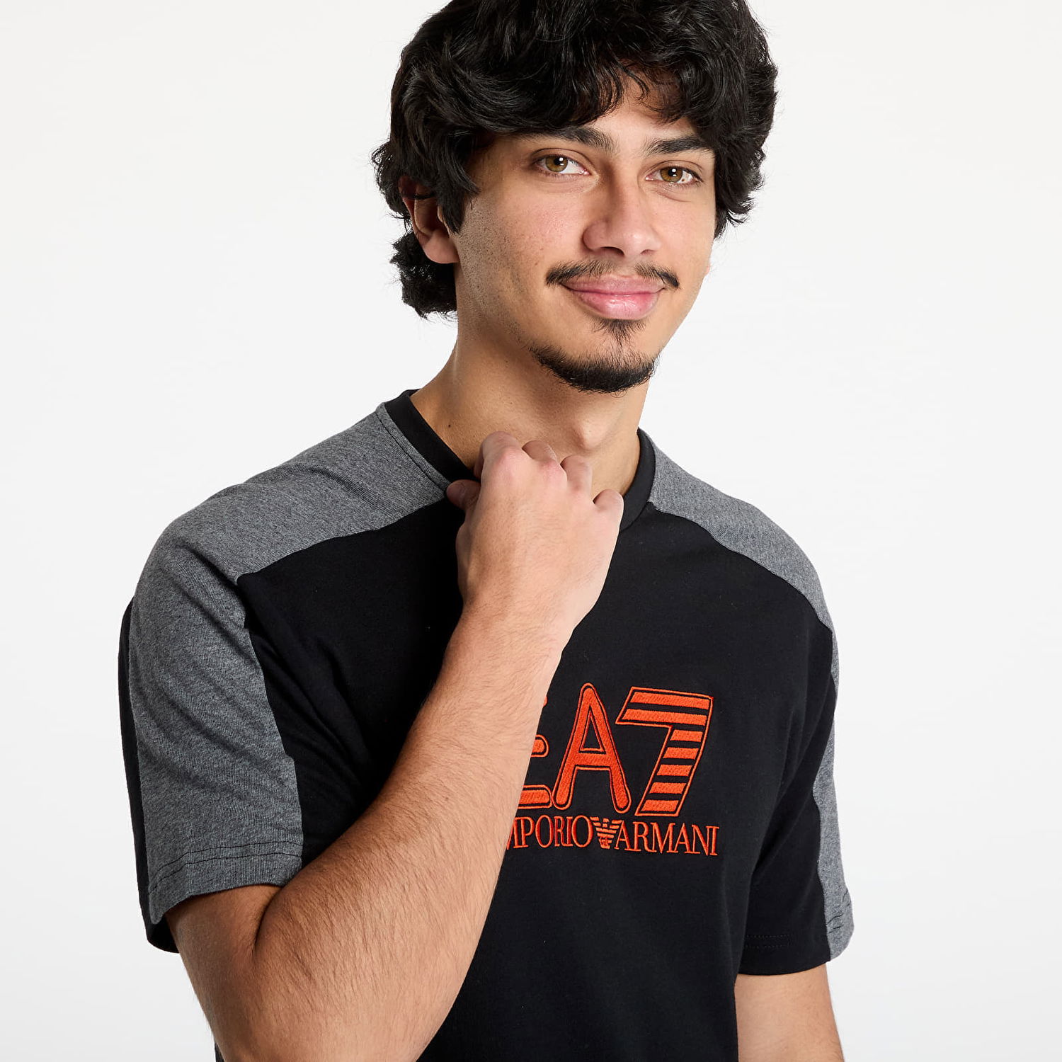 Tričko Emporio Armani Black T-Shirt With Orange Logo Print Čierna | 6DPT03PJOHZ1200, 1