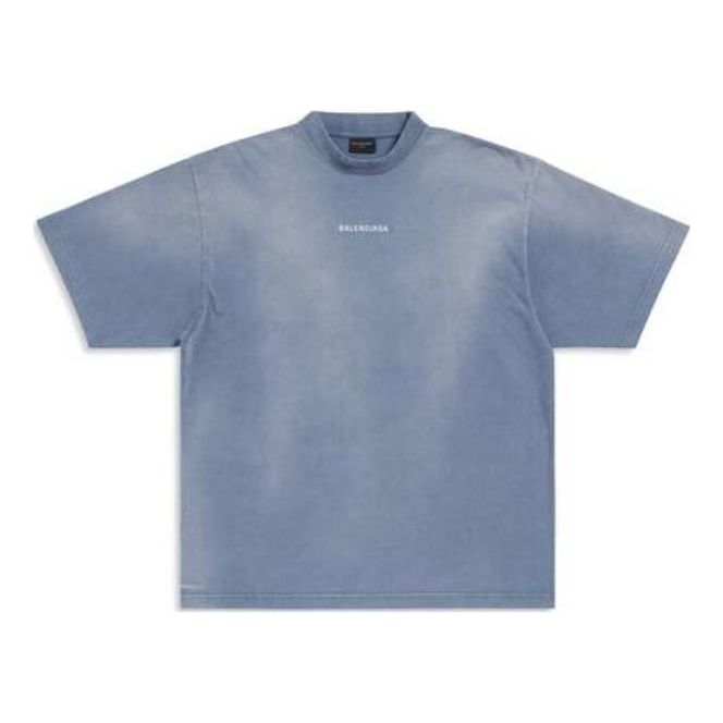 Tričko Balenciaga Back Medium Fit T-Shirt Modrá | 764235TPVK14313