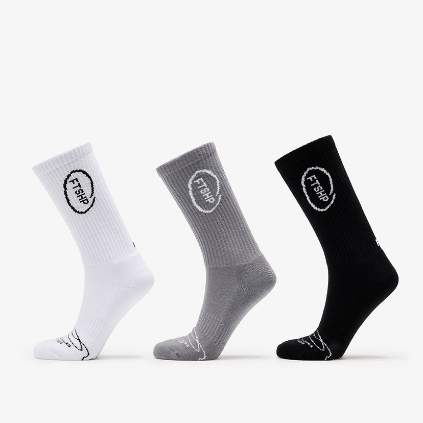 Ponožky Footshop High Crew Socks 3-Pack Black/ White/ Grey Rôznofarebný | FTSHP_369