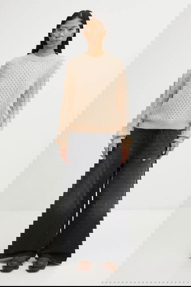 Sveter MAISON KITSUNÉ Alpaca Cable Knit Sweater Béžová | PW00804KT1153, 4