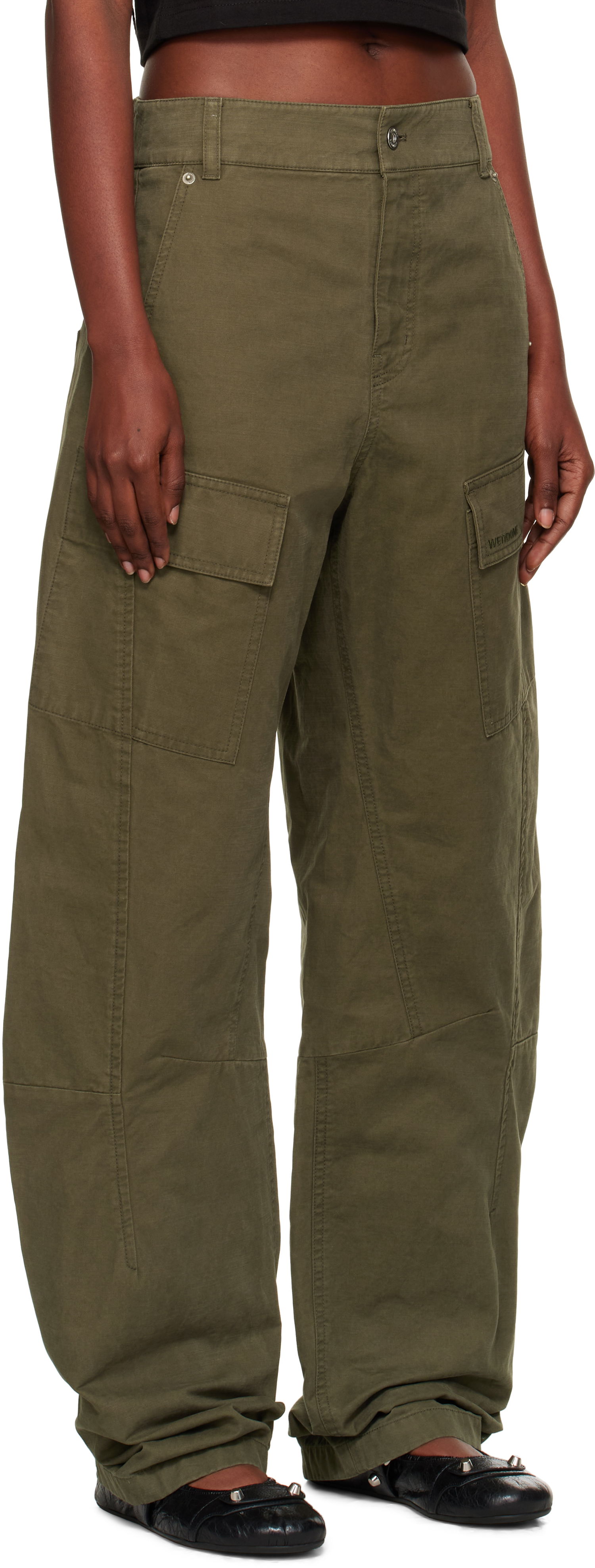 Cargo nohavice We11done We11done Curved Cargo Trousers Zelené | WD-PT2-25-216-W-KK, 1