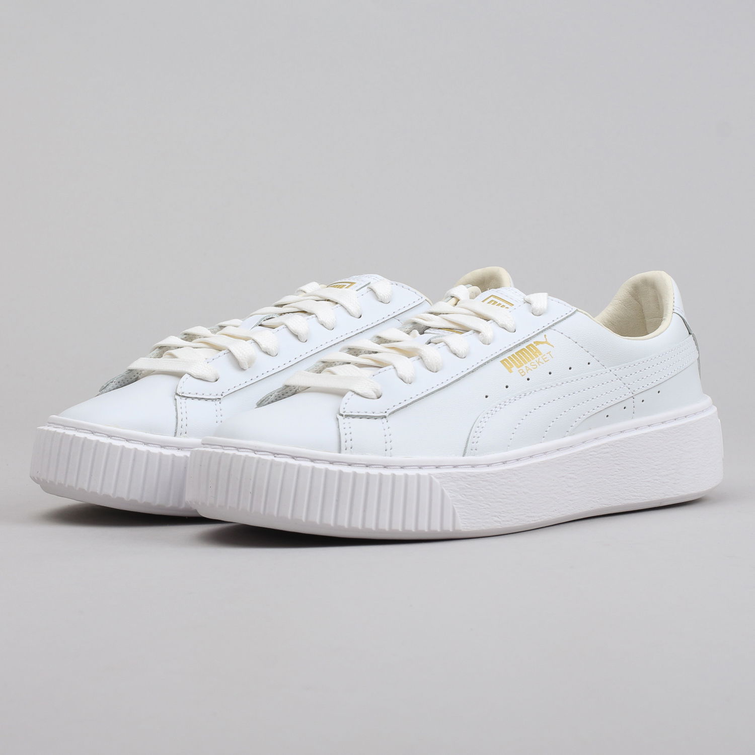 Tenisky a topánky Puma Basket Platform Core white - gold Biela | 364040 04, 0