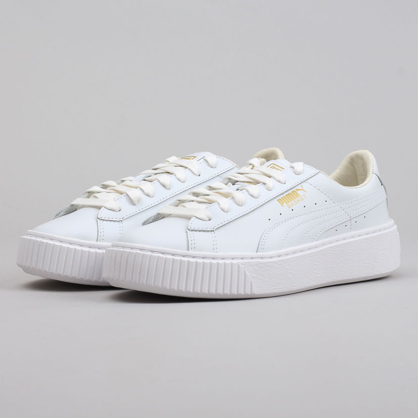Tenisky a topánky Puma Basket Platform Core white - gold Biela | 364040 04