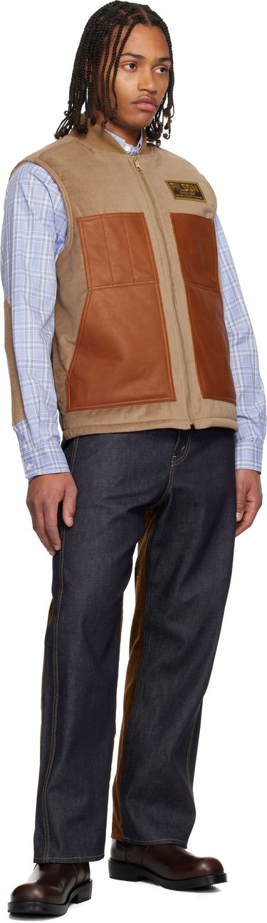 Vesta Junya Watanabe Filson Edition Faux-Suede Leather-Panel Vest Hnedá | WP-V002-051, 3